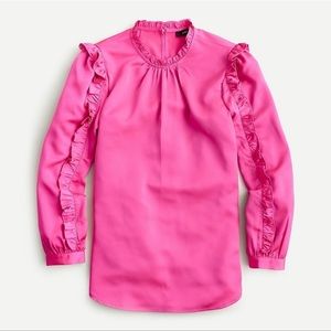 JCREW Ruffle Sleeve Top in Satin Crepe - NWT